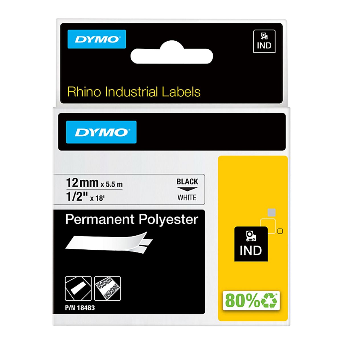 Dymo D1 Tape Permanent Polyester So/Hv 12Mmx5,5M