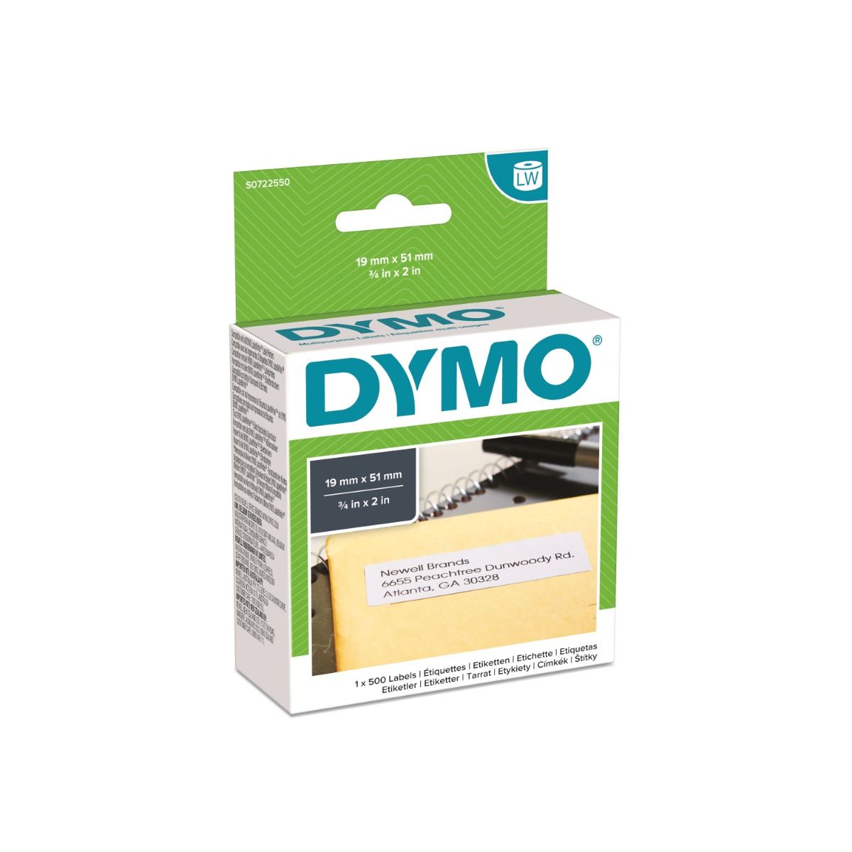 Dymo Multilabel 19x51, t/Labelwriter-serien, hvid, 500 stk.