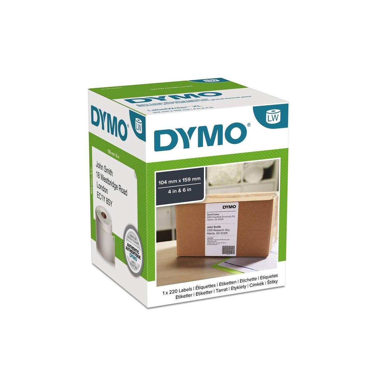 DYMO pakke-etiket XL 104x159mm 220stk/rul