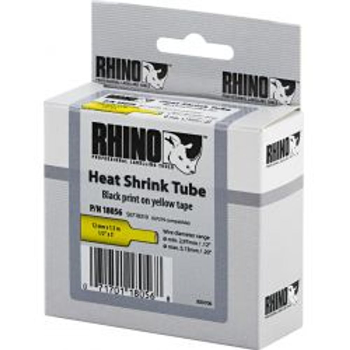 Dymo Rhino Pro Mark Heatshrink Label 12x1.5mm Blacktxt Yell1.5m