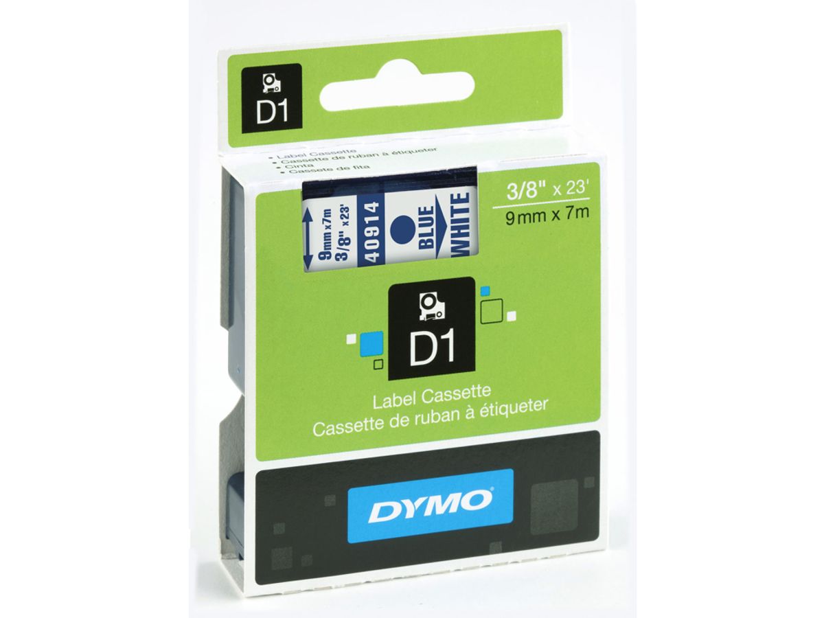 Dymo Tape 40914 9mm Blå/hvid