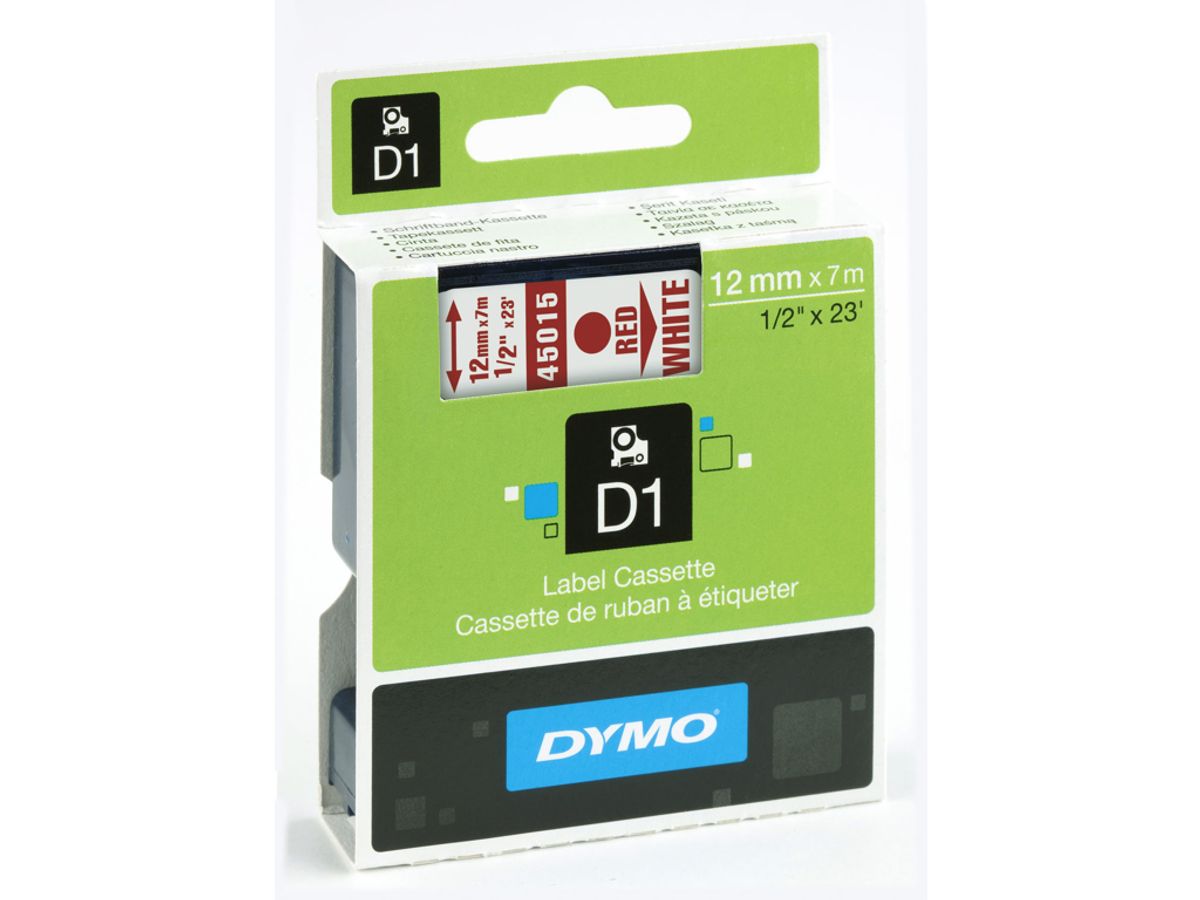 Dymo Tape 45015 12mm Rød/hvid