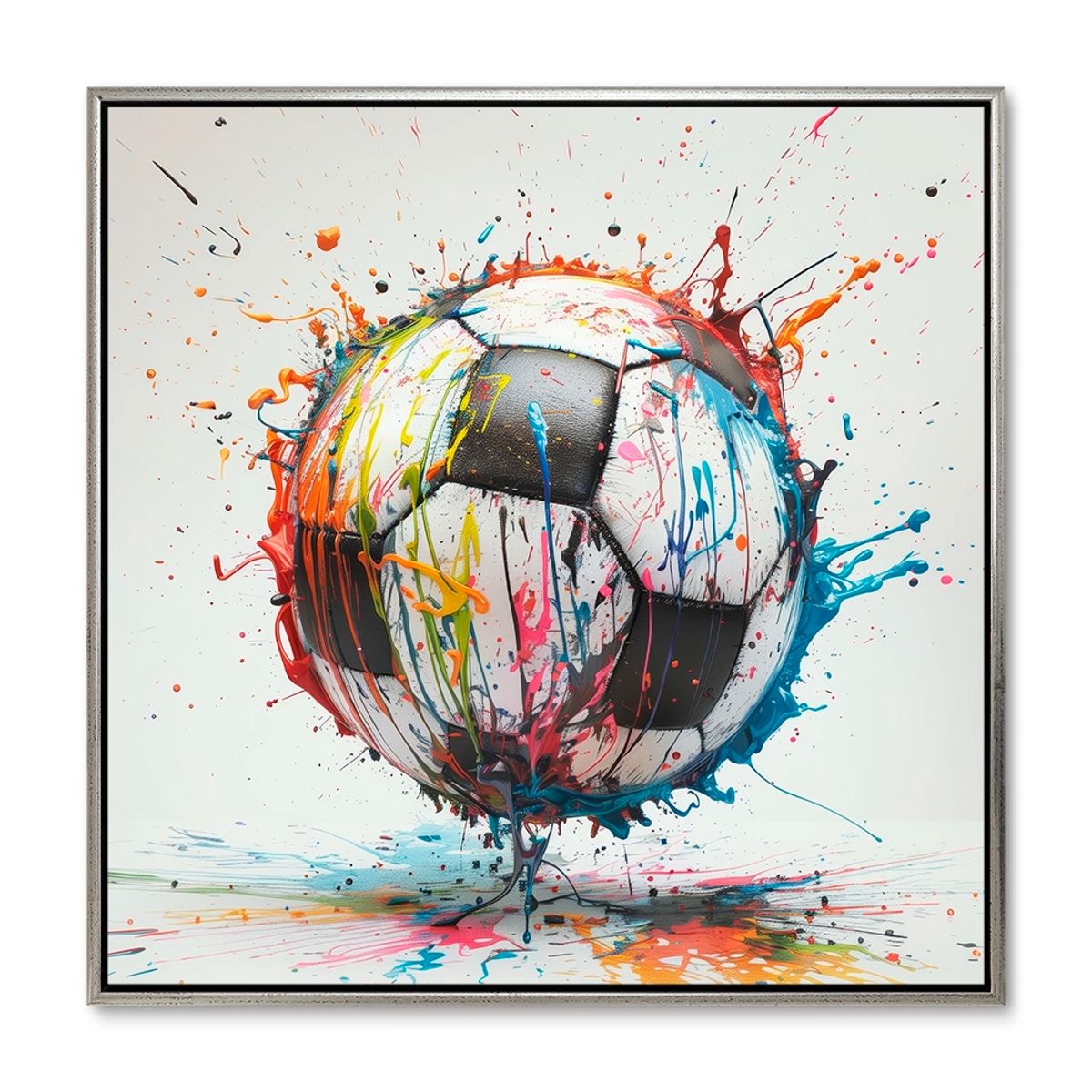 Dynamic Dribble - 100x100 cm. - Sølv ramme