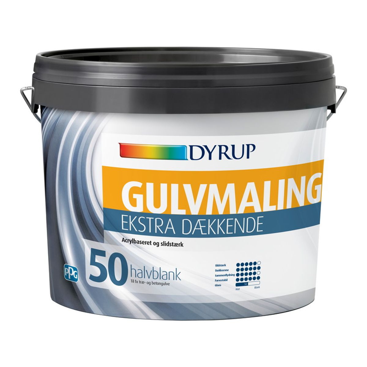 DYRUP Gulvmaling Ekstra Dækkende Vand Glans 50 - 2,25 liter - Hvid (800)