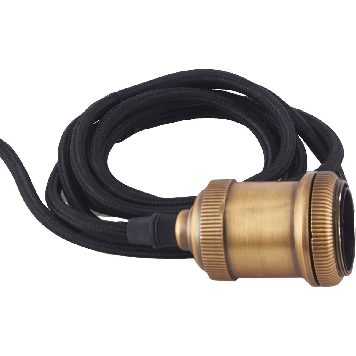 E27 Socket, HDFly, Messing - Brass / Fabric , Metal / l: 10 cm, dia: 4.5 cm