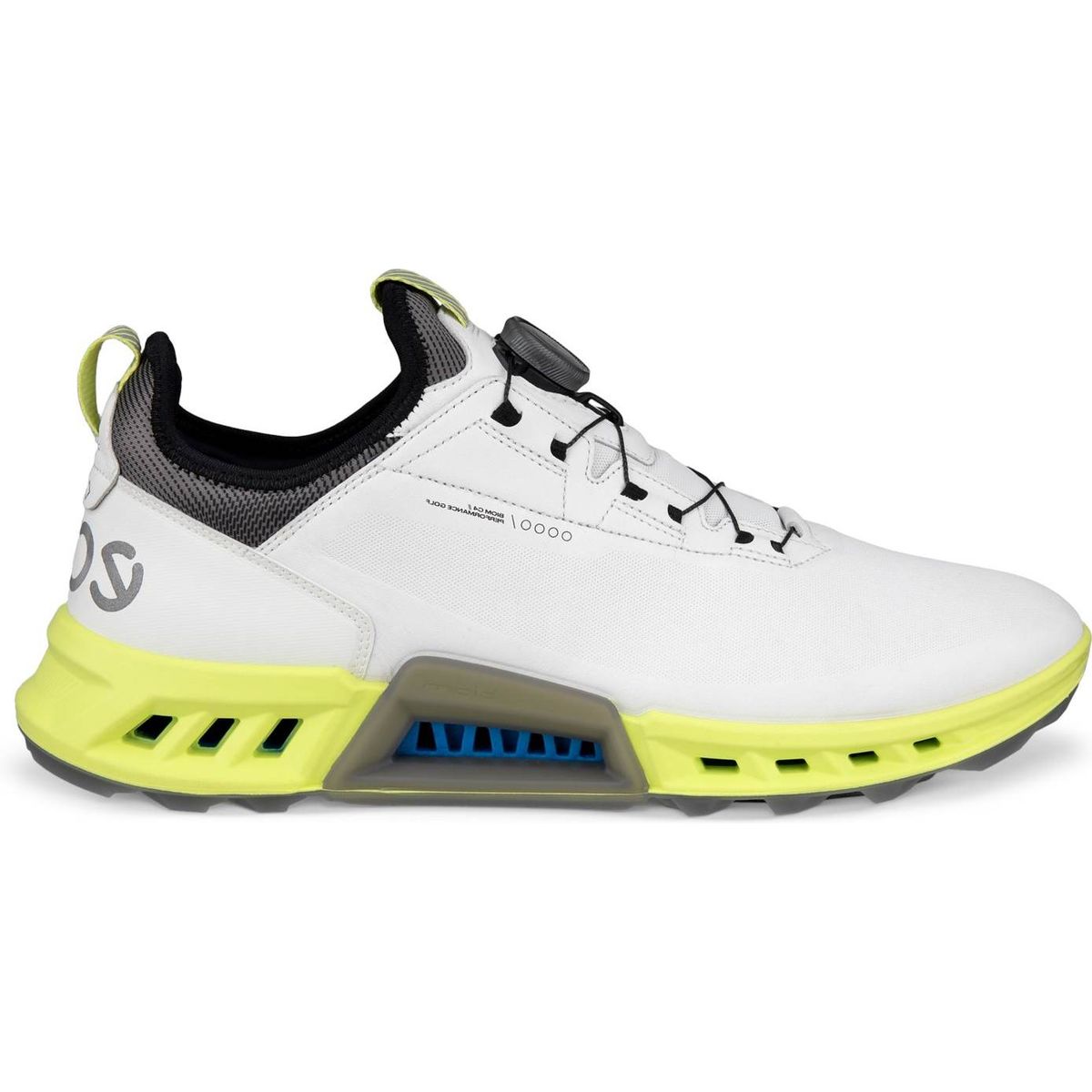 Ecco Biom C4 BOA Vandtætte Herre Golfsko Uden Spikes - White/Yellow - Str. 40 Normal