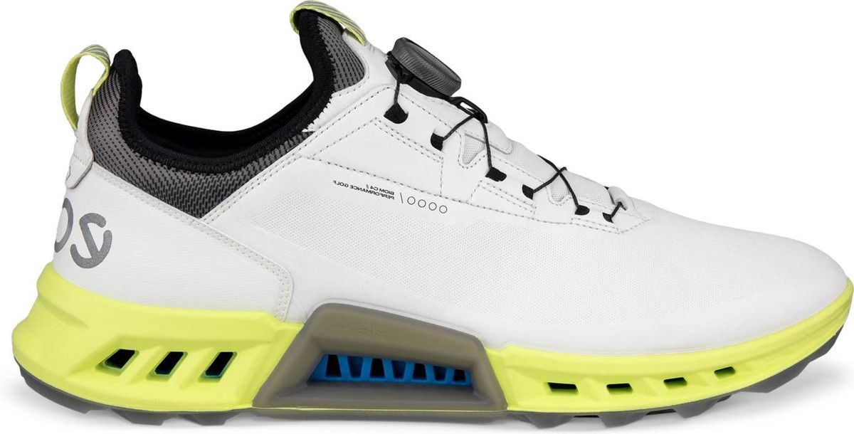 Ecco Biom C4 BOA Vandtætte Herre Golfsko Uden Spikes - White/Yellow - Str. 41 Normal