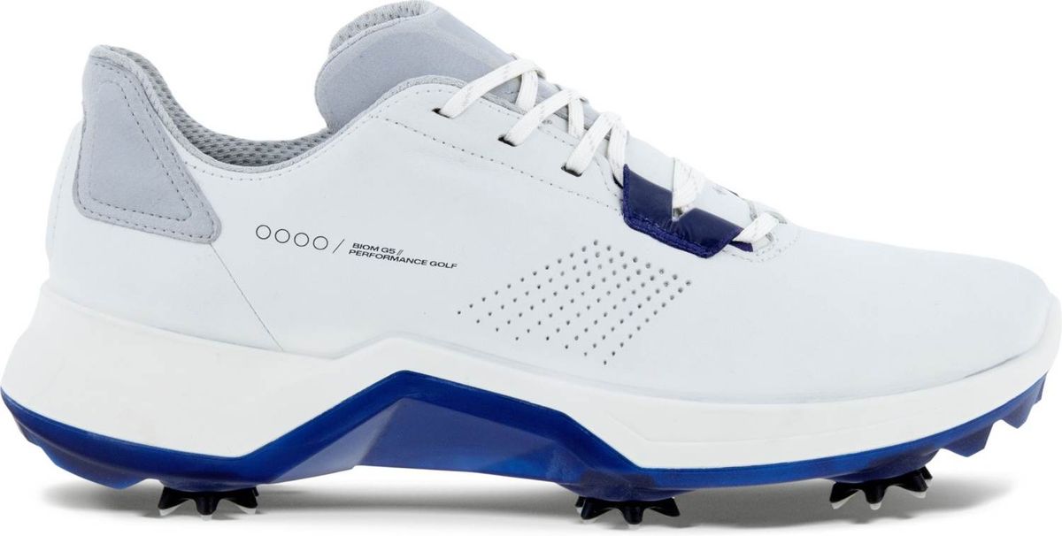 Ecco Biom G5 Vandtætte Herre Golfsko Med Spikes - White/Blue Depths - Str. 39 Normal