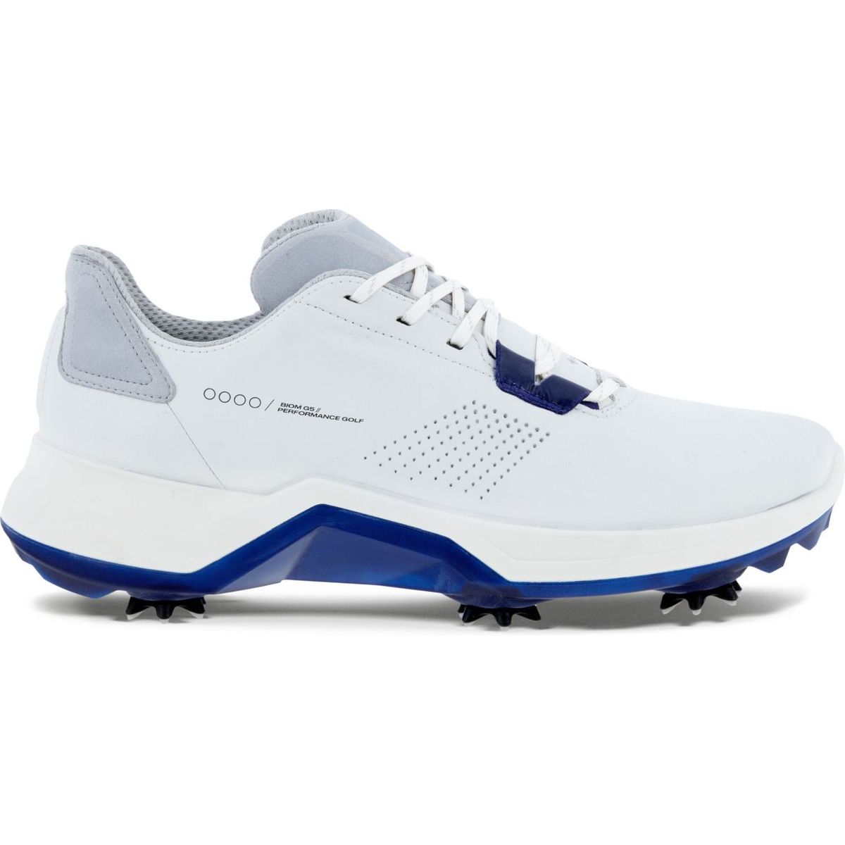 Ecco Biom G5 Vandtætte Herre Golfsko Med Spikes - White/Blue Depths - Str. 41 Normal