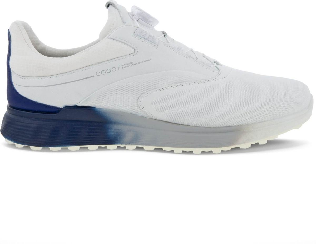 Ecco S-Three (2023) BOA Vandtætte Herre Golfsko Uden Spikes - White/Blue Depths/Bright White - Str. 40 Normal