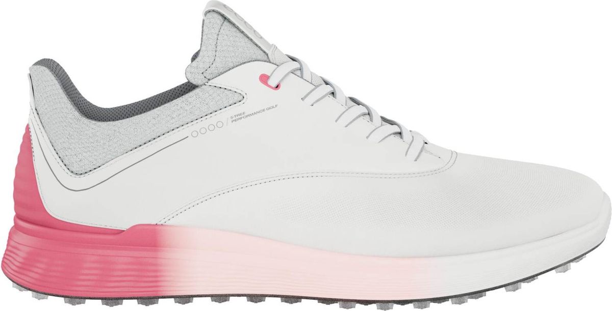 Ecco S-Three (2023) Vandtætte Dame Golfsko Uden Spikes - White/Bubblegum - Str. 40 Normal