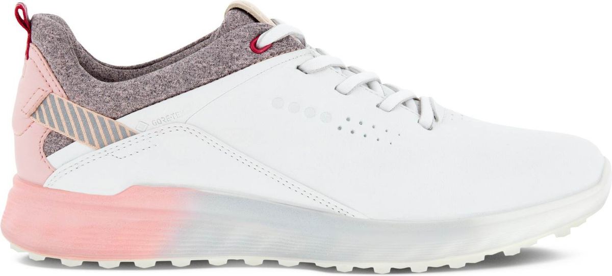 Ecco S-Three Vandtætte Dame Golfsko Uden Spikes - White/Silver Pink - Str. 36 Normal