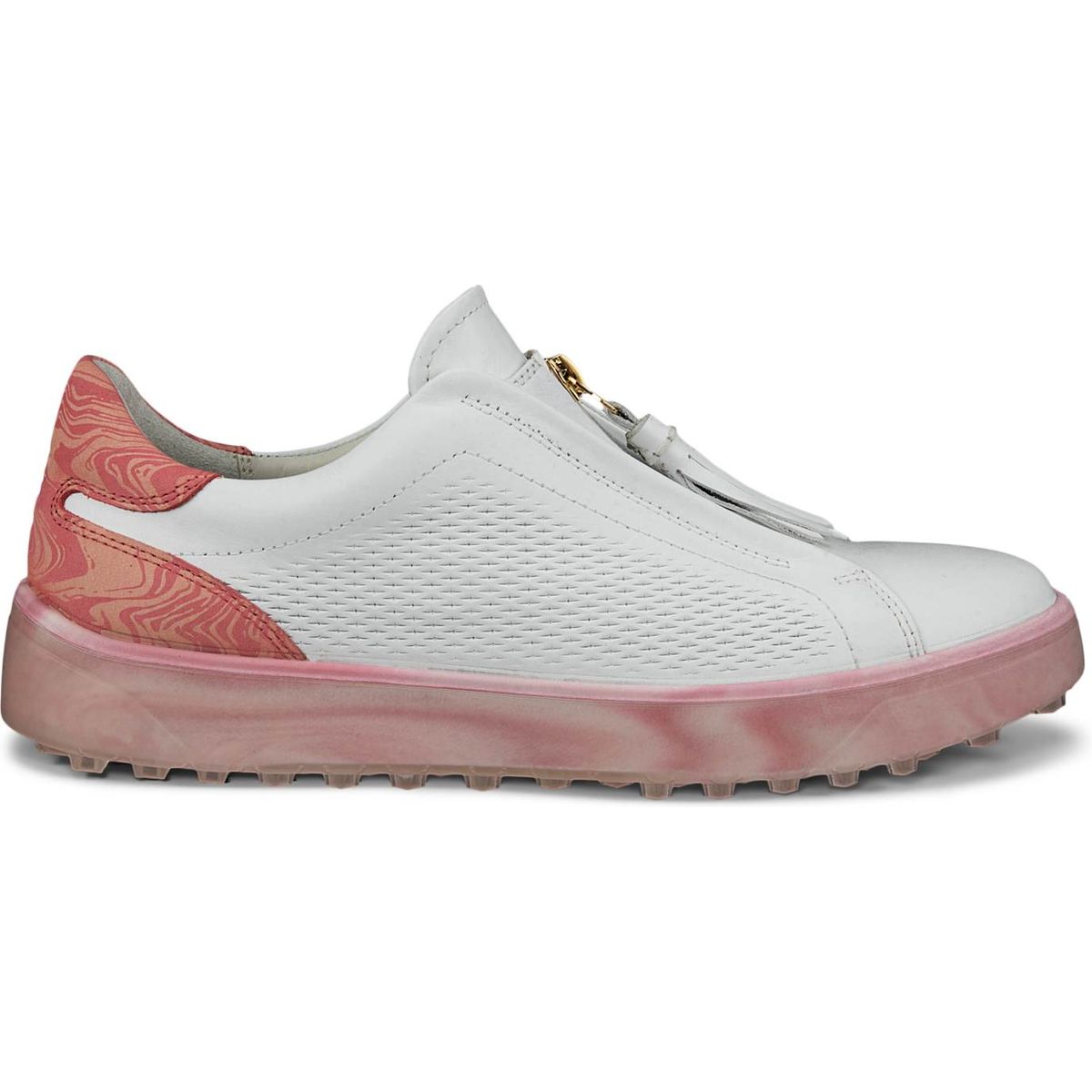 Ecco Tray Dame Golfsko Uden Spikes - Bright White/Bubble Gum - Str. 36 Normal