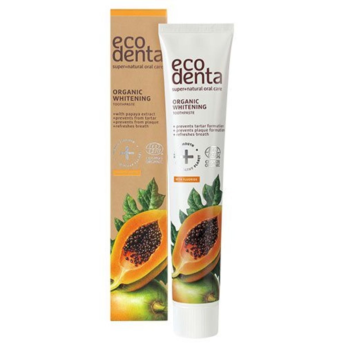 Ecodenta Tandpasta whitening m. papaya, 75ml