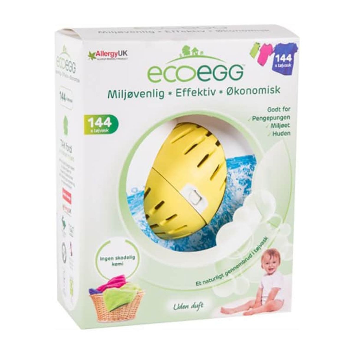 Ecoegg - allergivenligt vaskeæg uden duft - 144 tøjvask