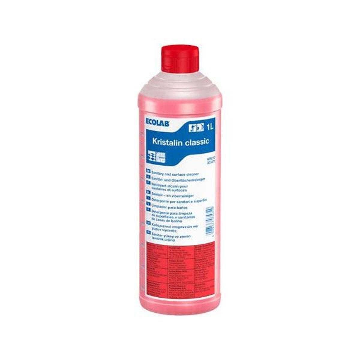 Ecolab Sanitetsrengøring Kristalin Classic Alkalisk med Farve/Parfume 1 ltr Rød