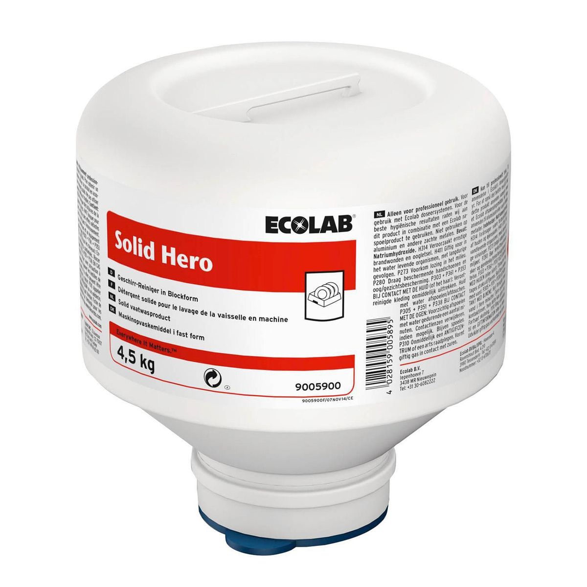 EcoLab Solid Hero, til hårdt vand, 4,5 kg