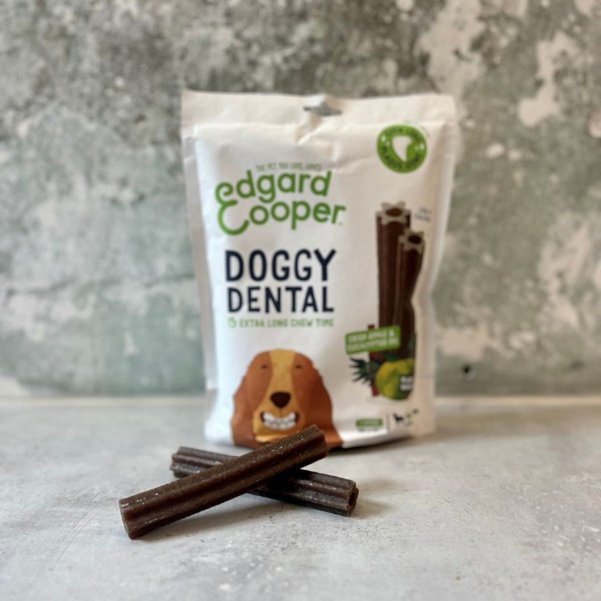 Edgard & Cooper Doggy Dental // Vegetarisk tyggesnack (æble og eukalyptus) - L