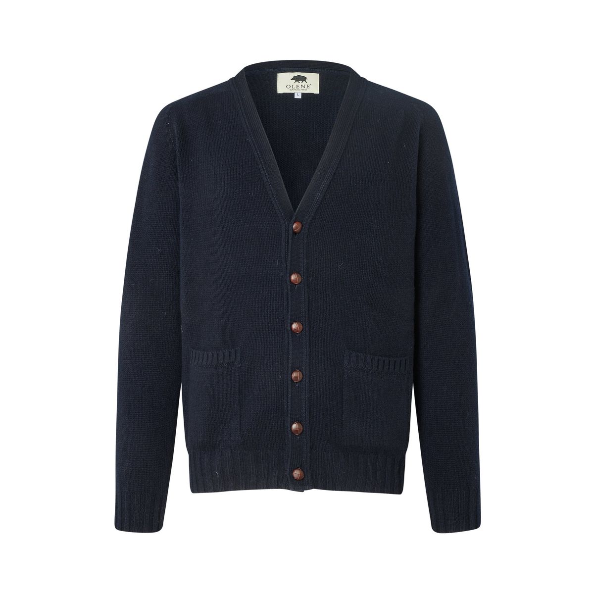 Edinburgh Wool Cardigan, Nero Navy, Geelong lammeuld - S