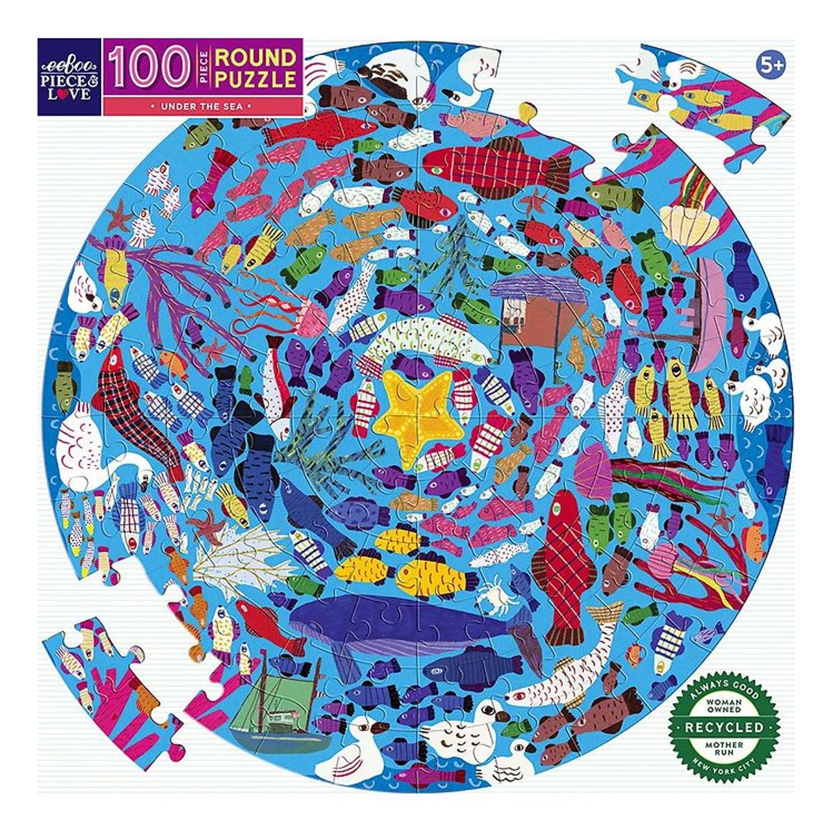 Eeboo Puslespil - 100 Brikker - 50,8 cm - Under The Sea