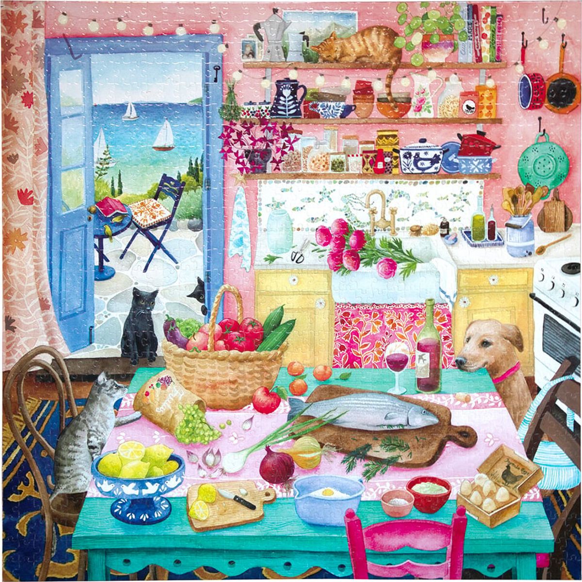 Eeboo Puslespil - Pink Kitchen - 1000 Brikker