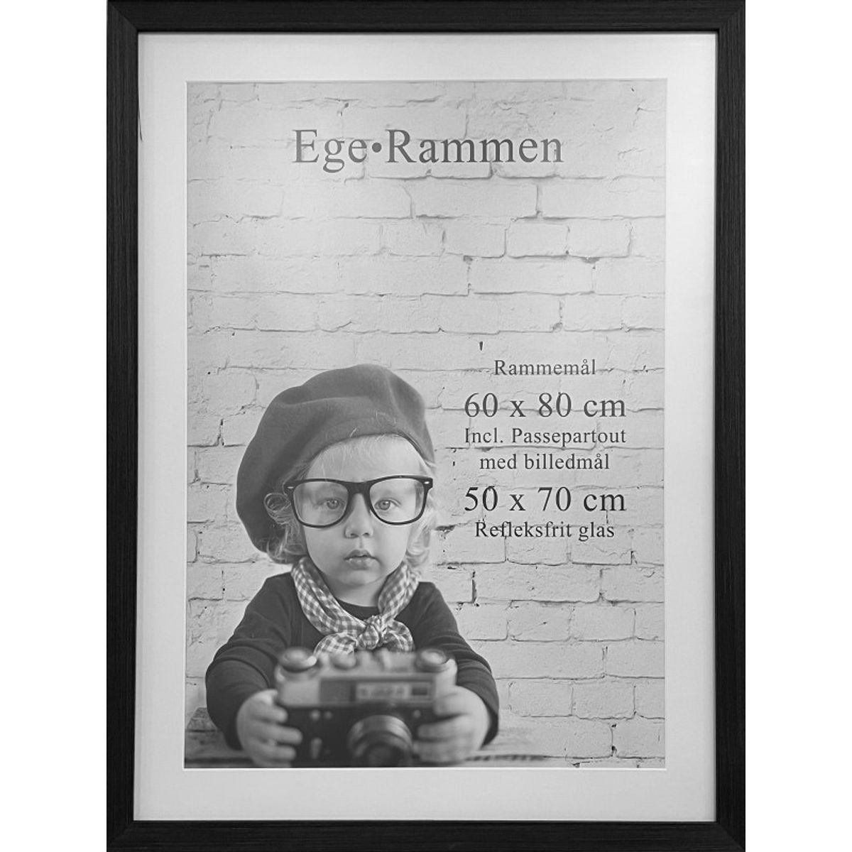 Ege Rammen Sort 60 x 80 - Incl Passepartout til 50x70