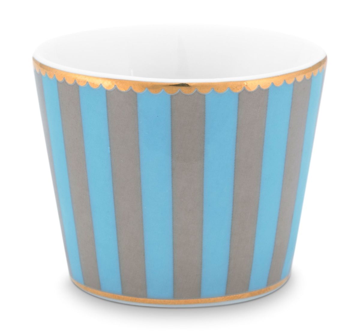 Egg Cup Love Birds Stripes Blue-Khaki