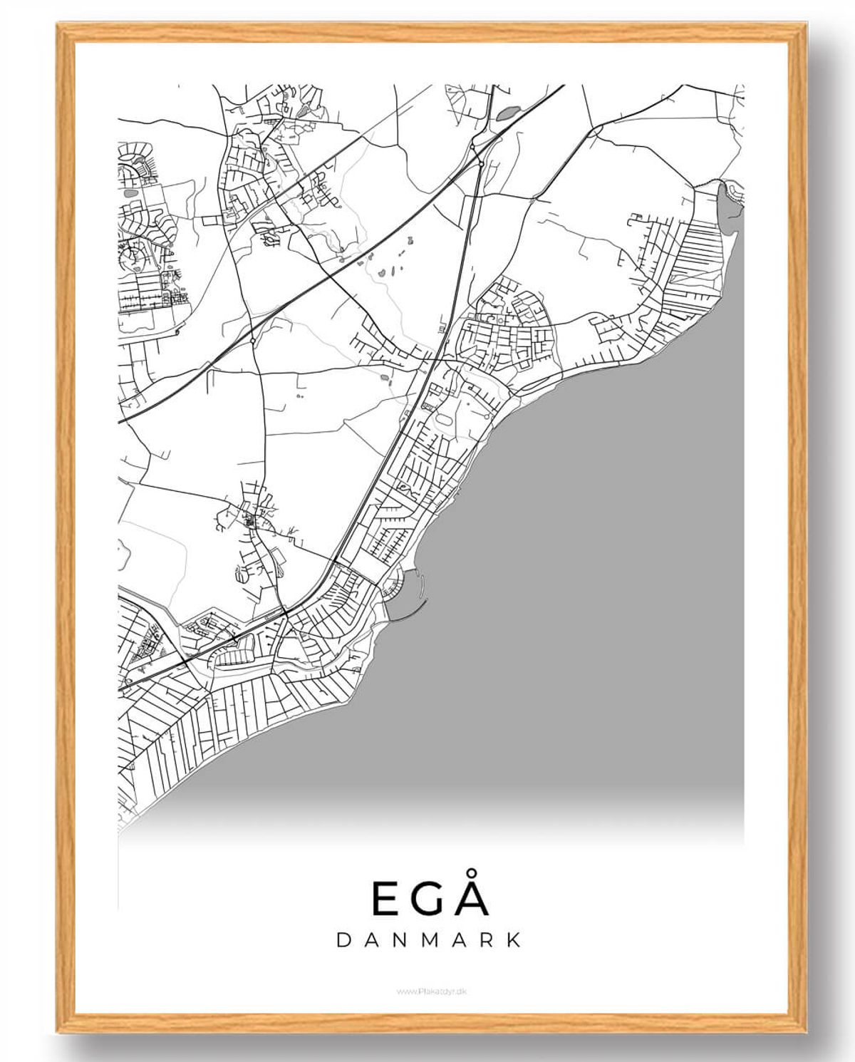 Egå by plakat - hvid (Størrelse: L - 50x70cm (B2))