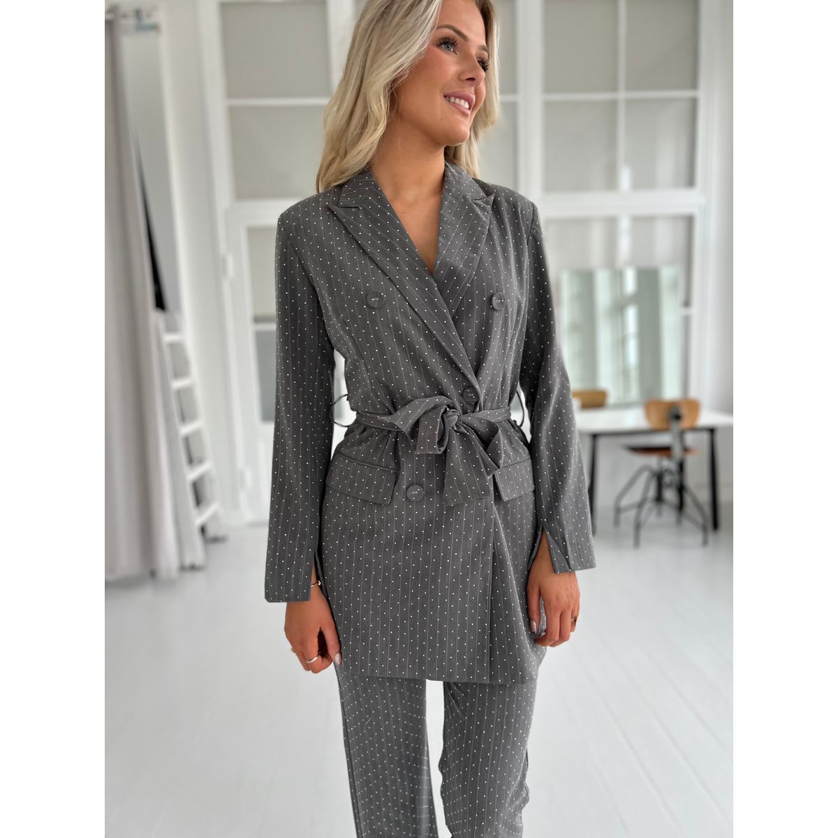 Eight Luxe grey rhinestone blazer