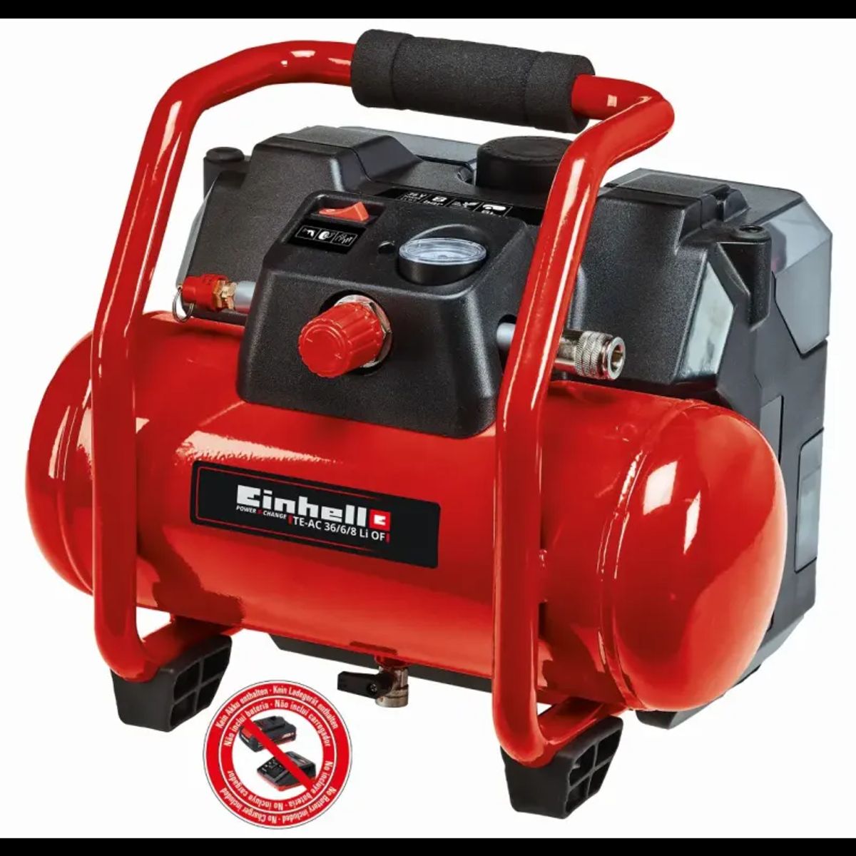 Einhell TE-AC 36/6/8 Li OF akku kompressor med tilbehør 8 Bar 6 liter 2x18V u/batteri og lader