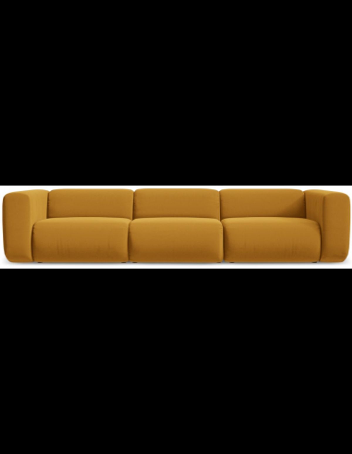 Ekahi 4-personers modulsofa i velour B319 cm - Sennepsgul