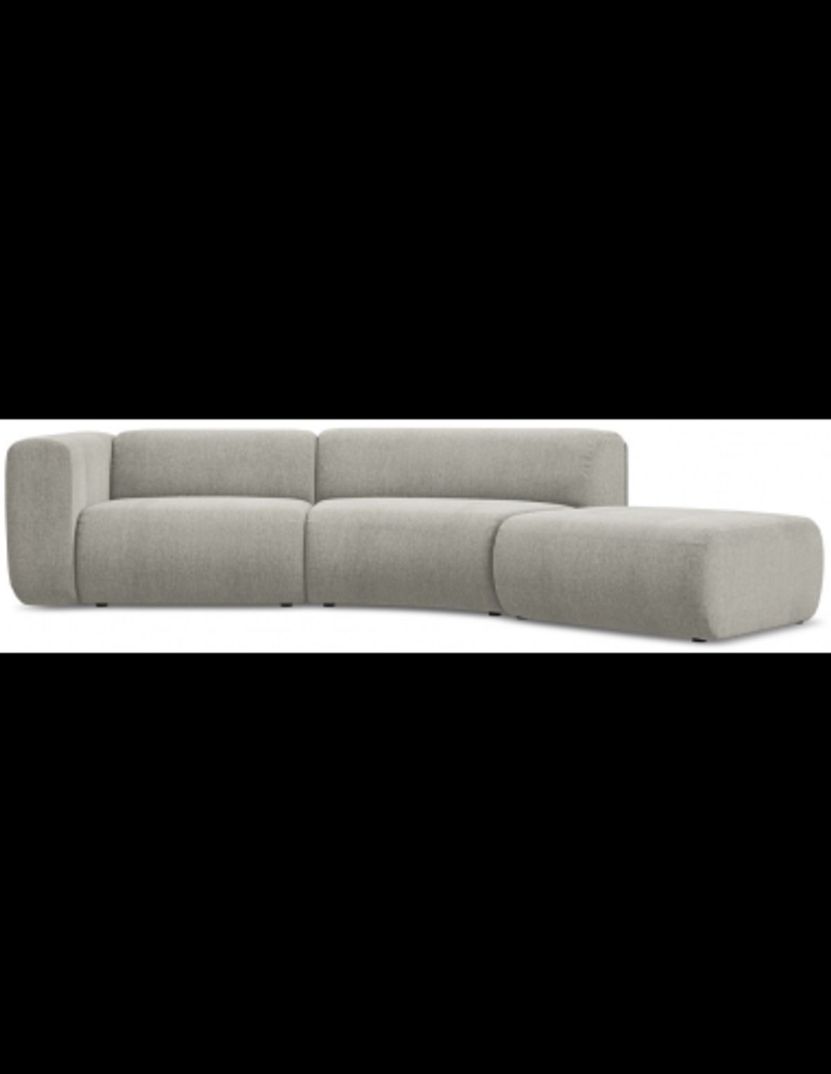 Ekahi buet højrevendt chaiselong modulsofa i chenille 335 x 166 cm - Beige