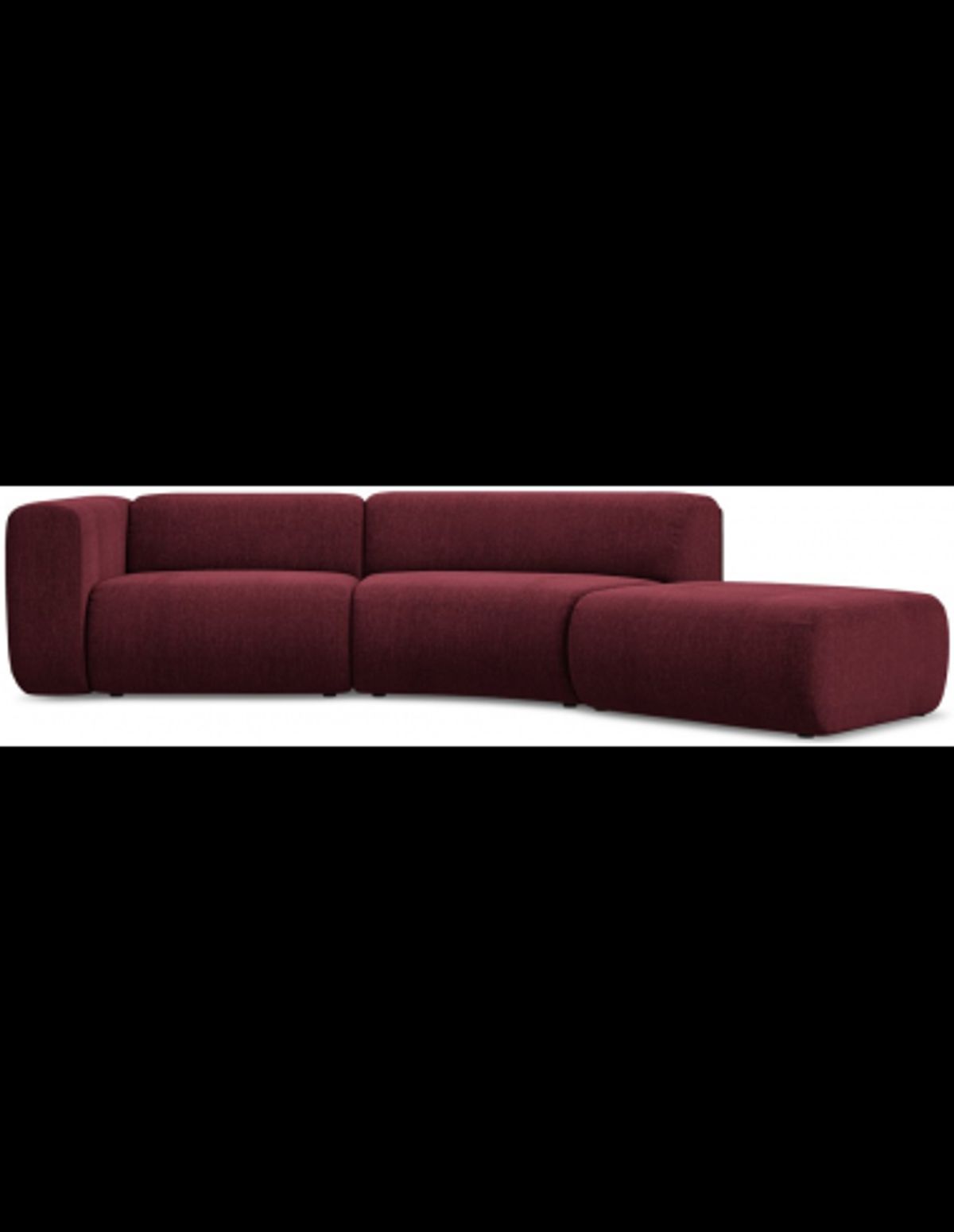 Ekahi buet højrevendt chaiselong modulsofa i chenille 335 x 166 cm - Blomme