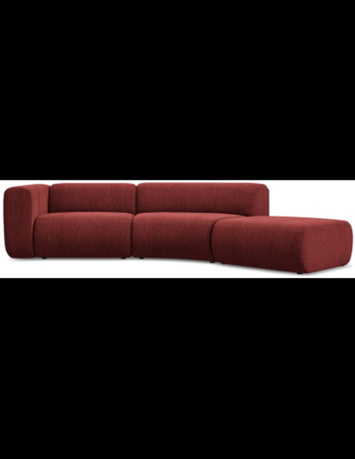 Ekahi buet højrevendt chaiselong modulsofa i chenille 335 x 166 cm - Bordeaux