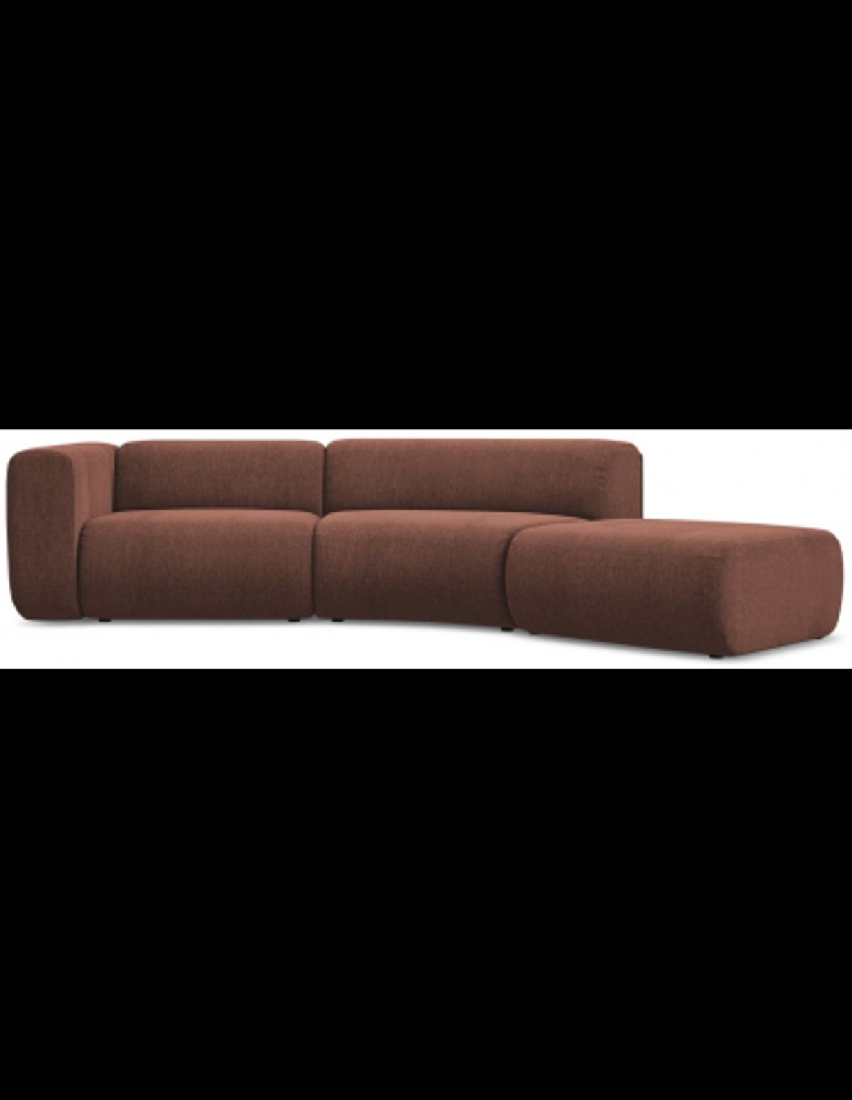 Ekahi buet højrevendt chaiselong modulsofa i chenille 335 x 166 cm - Brun