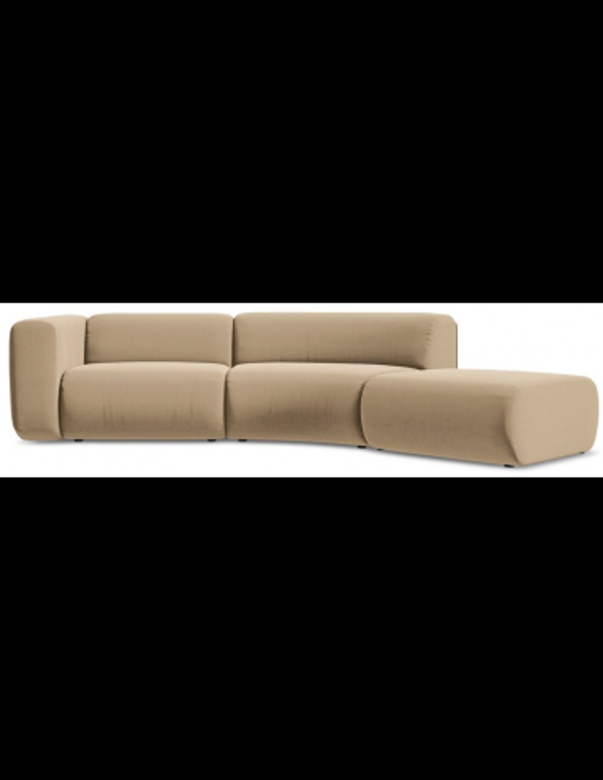 Ekahi buet højrevendt chaiselong modulsofa i velour 335 x 166 cm - Beige