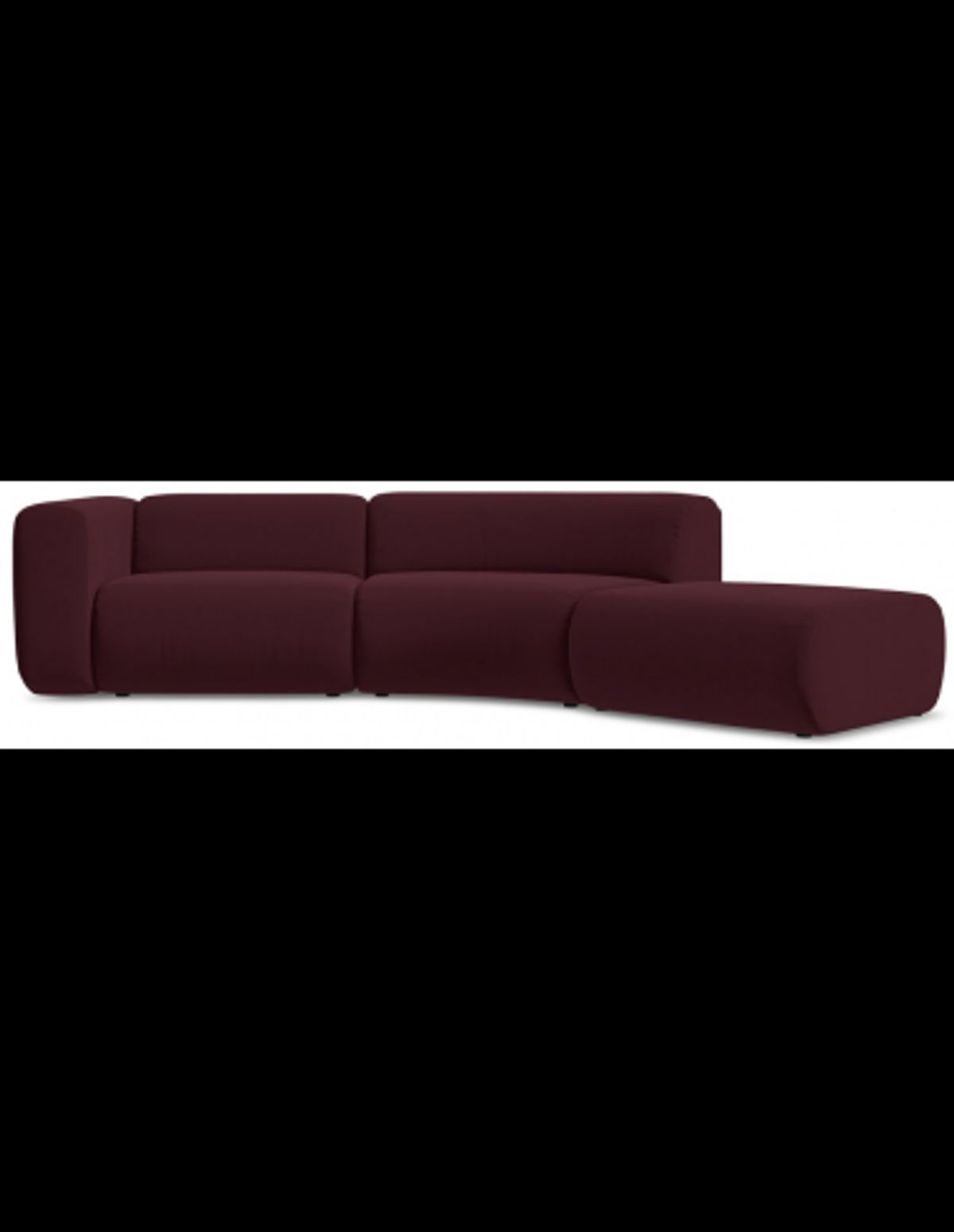 Ekahi buet højrevendt chaiselong modulsofa i velour 335 x 166 cm - Blomme