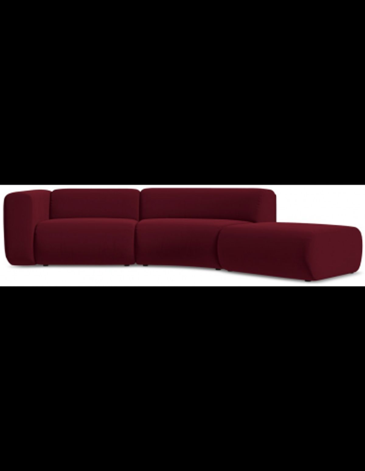 Ekahi buet højrevendt chaiselong modulsofa i velour 335 x 166 cm - Bordeaux