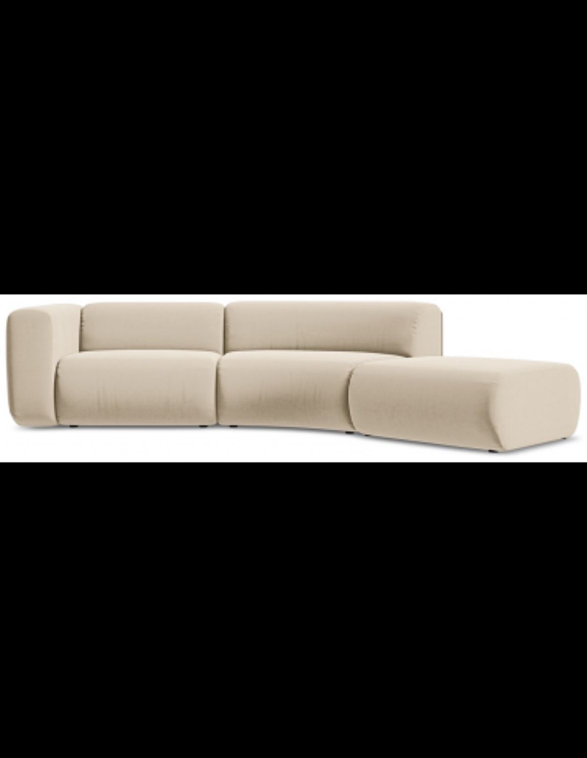 Ekahi buet højrevendt chaiselong modulsofa i velour 335 x 166 cm - Lys beige