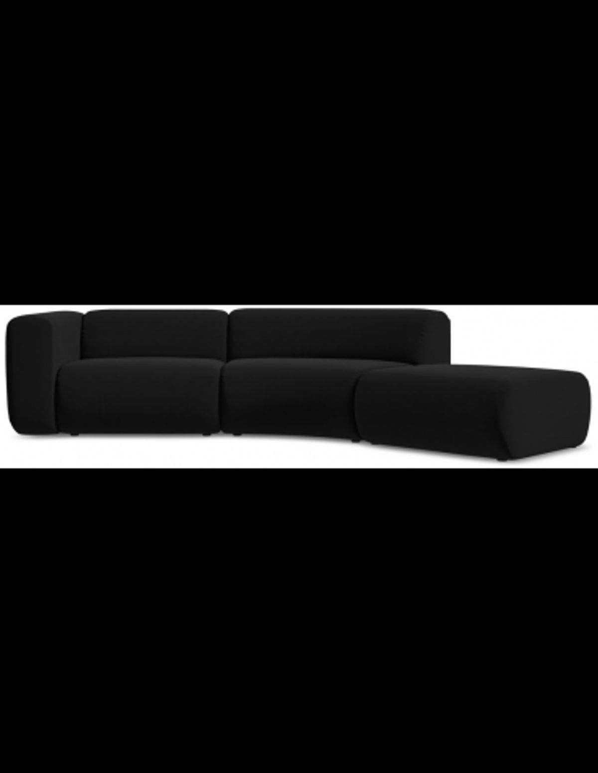 Ekahi buet højrevendt chaiselong modulsofa i velour 335 x 166 cm - Sort