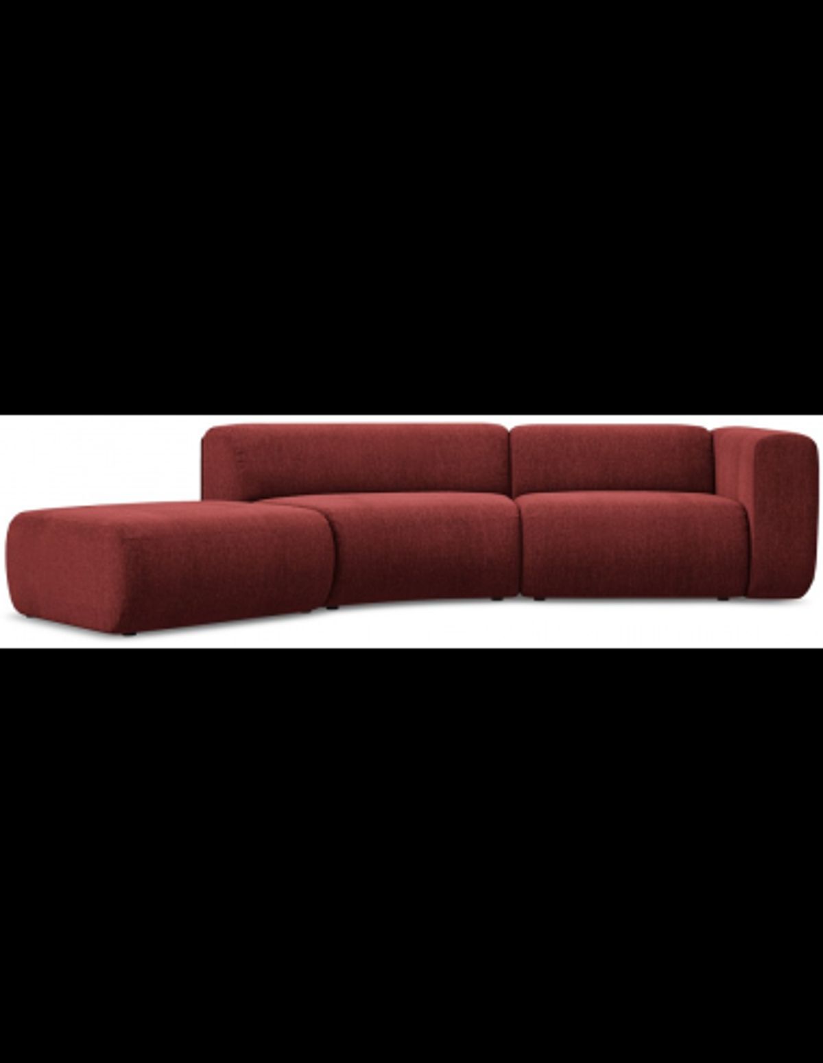 Ekahi buet venstrevendt chaiselong modulsofa i chenille 335 x 166 cm - Bordeaux