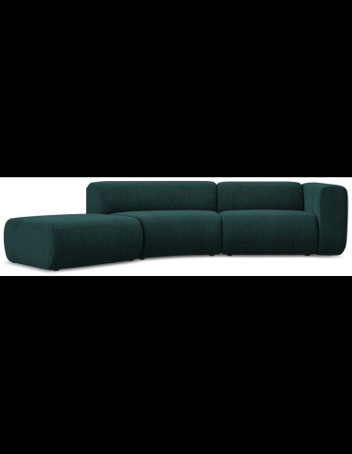 Ekahi buet venstrevendt chaiselong modulsofa i chenille 335 x 166 cm - Flaskegrøn