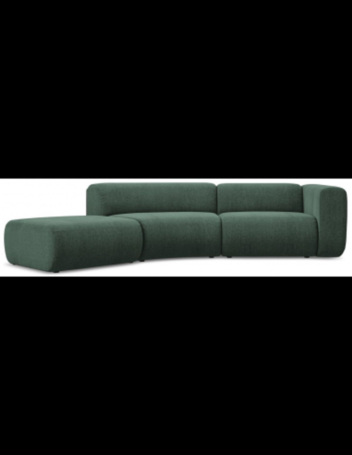 Ekahi buet venstrevendt chaiselong modulsofa i chenille 335 x 166 cm - Grøn