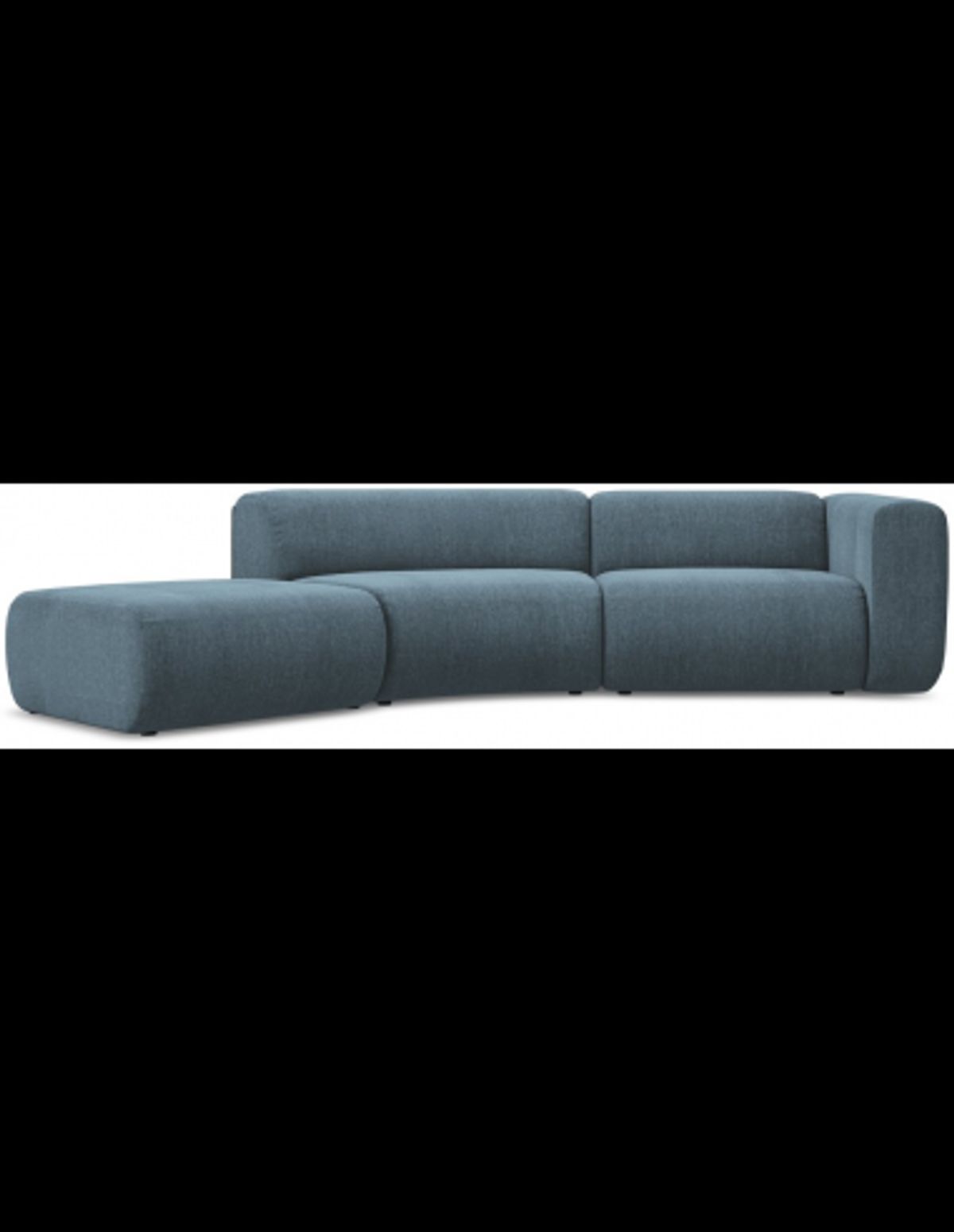 Ekahi buet venstrevendt chaiselong modulsofa i chenille 335 x 166 cm - Jeansblå