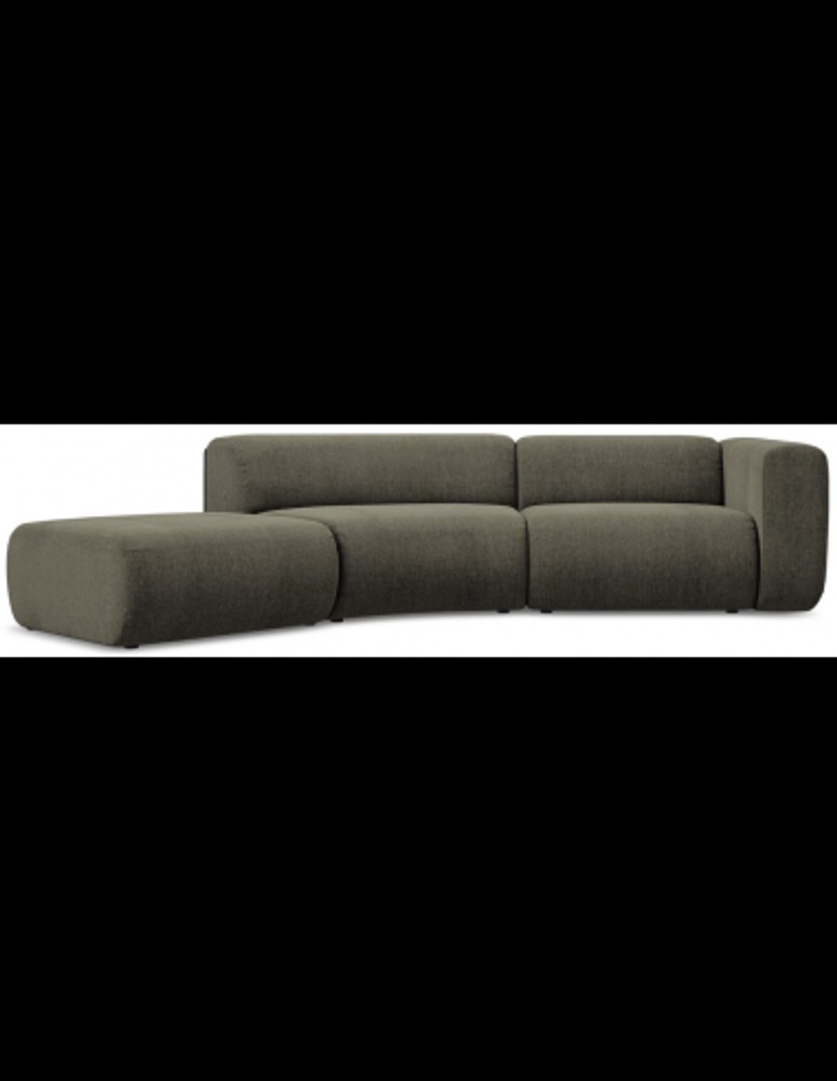 Ekahi buet venstrevendt chaiselong modulsofa i chenille 335 x 166 cm - Khaki