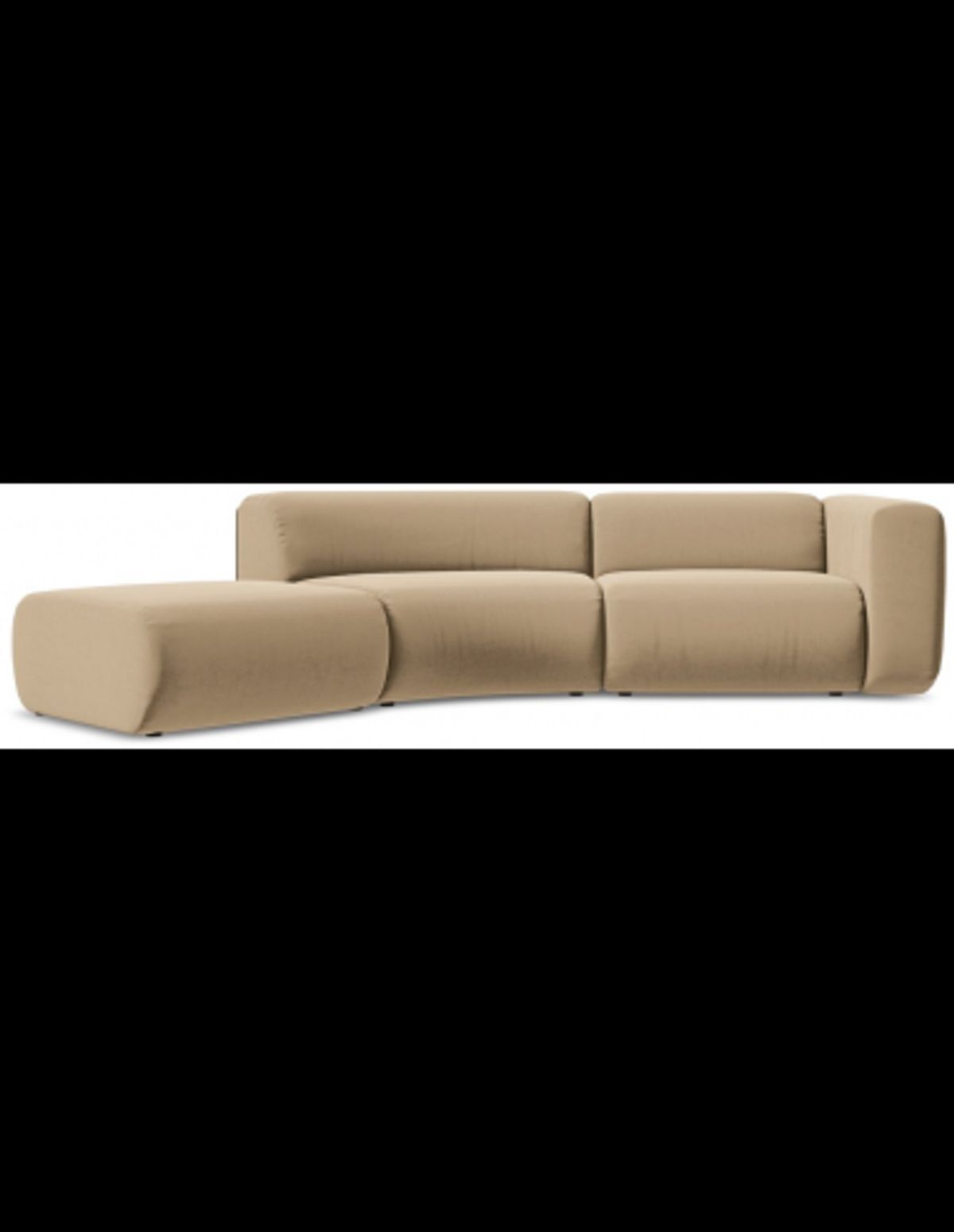 Ekahi buet venstrevendt chaiselong modulsofa i velour 335 x 166 cm - Beige