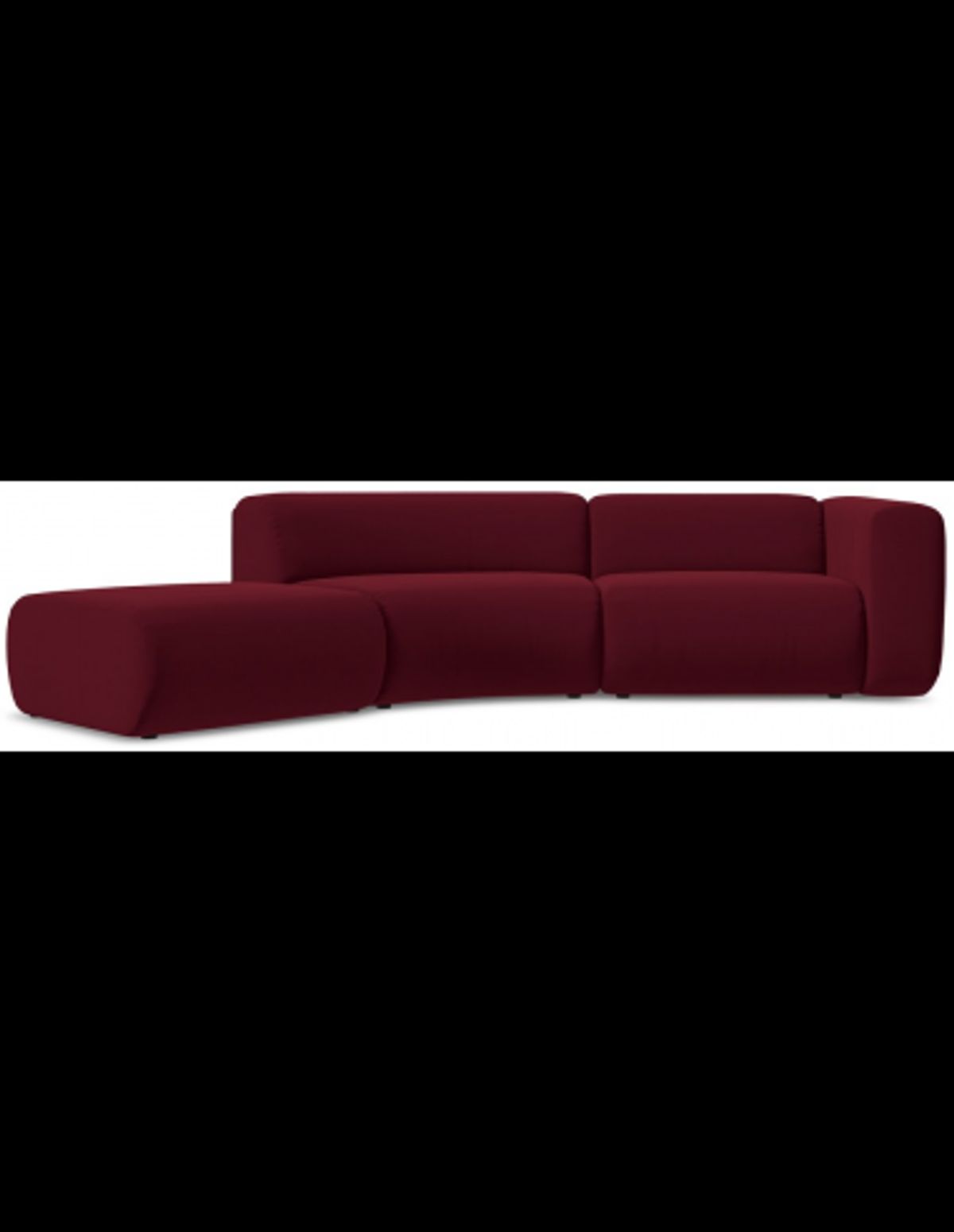 Ekahi buet venstrevendt chaiselong modulsofa i velour 335 x 166 cm - Bordeaux