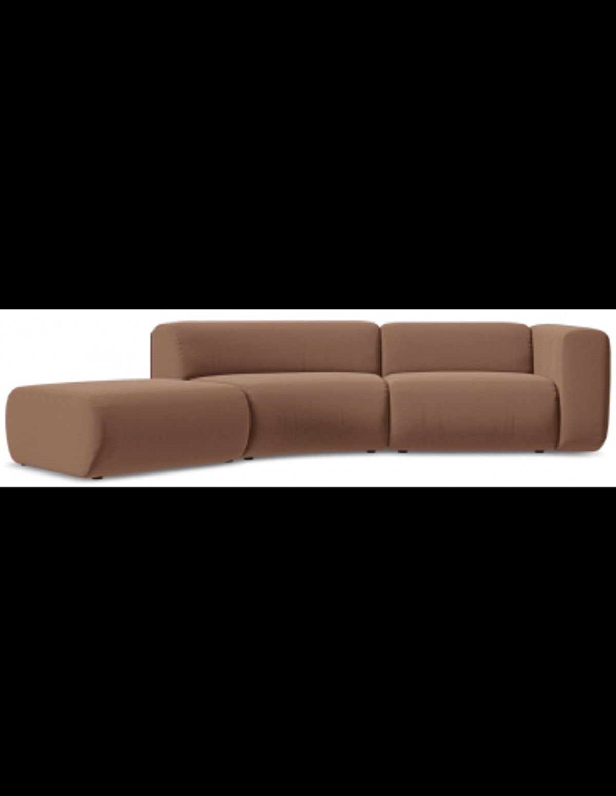 Ekahi buet venstrevendt chaiselong modulsofa i velour 335 x 166 cm - Brun