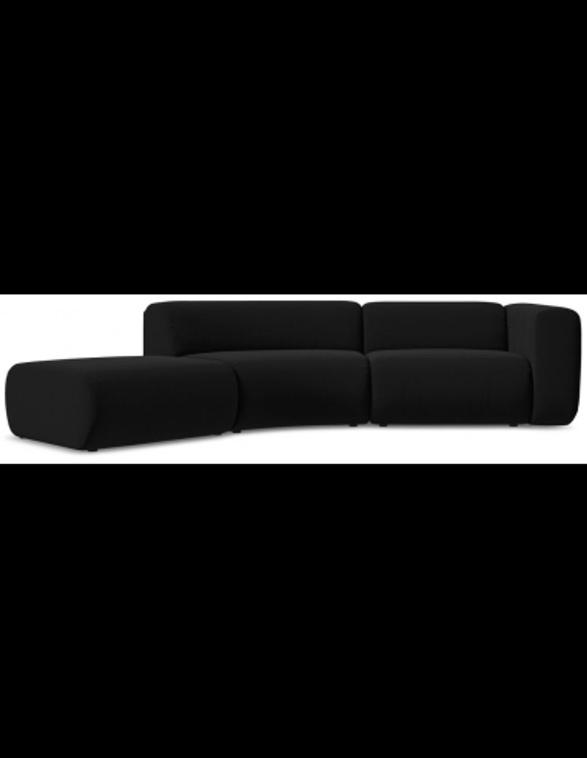 Ekahi buet venstrevendt chaiselong modulsofa i velour 335 x 166 cm - Sort