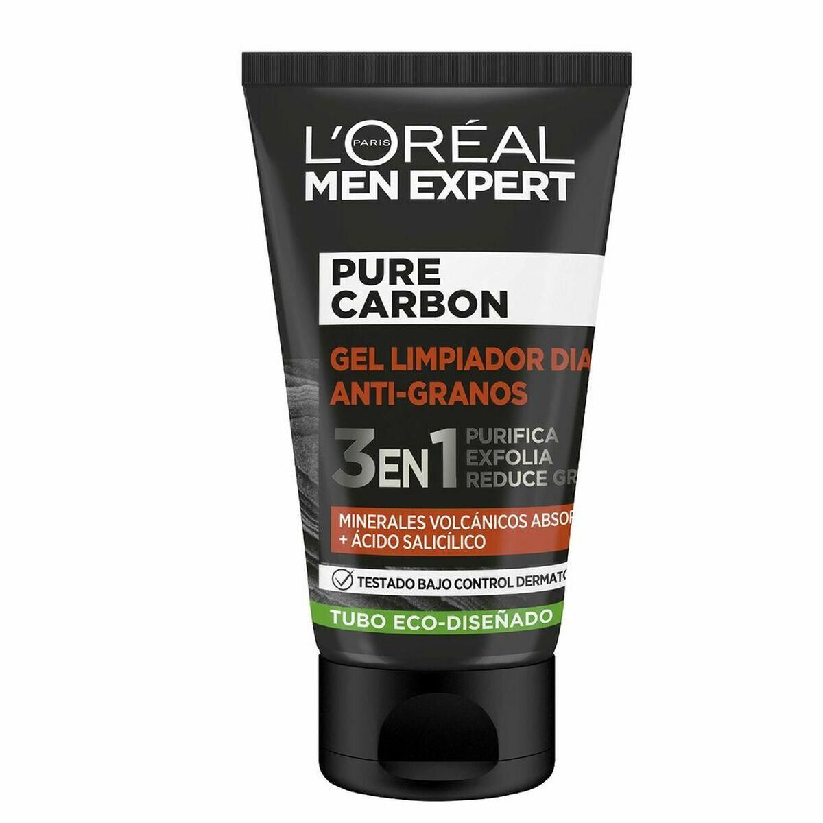 Eksfolierende ansigtscreme L'Oreal Make Up Men Expert Pure Carbon Anti-Acne 3-i-1 (100 ml)